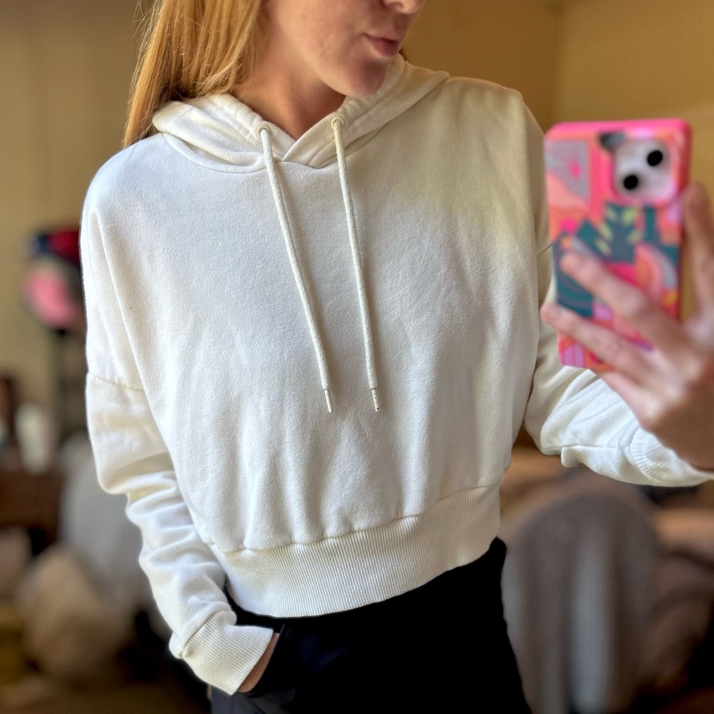 White cropped hoodie size M